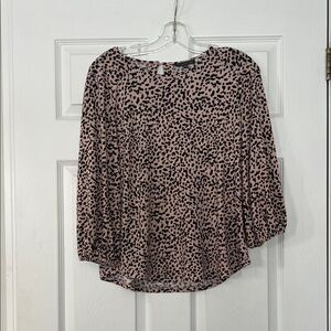 Adrianna Papell Pink and Black Spotted Blouse